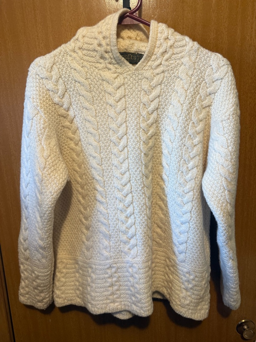 Inis Crafts 100% Merino Wool Cable Sweater - Cream